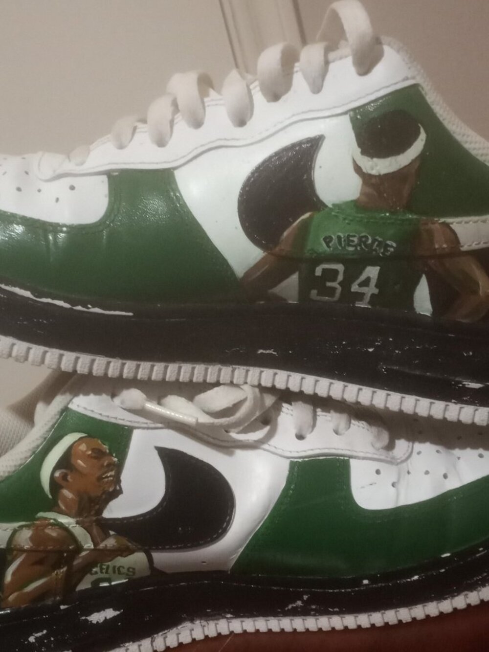Mens Nike Air Force 1 Custom Shoes Boston Celtics Paul Pierce Size 11 315122 111 - Picture 12 of 14